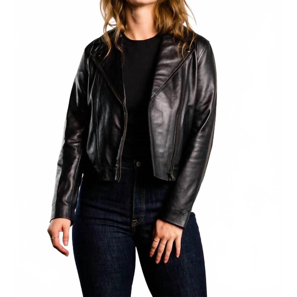NEW ABLE maha leather jacket in black